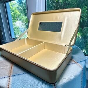 Vintage Estée Lauder Gold Travel Vanity Case with Mirror